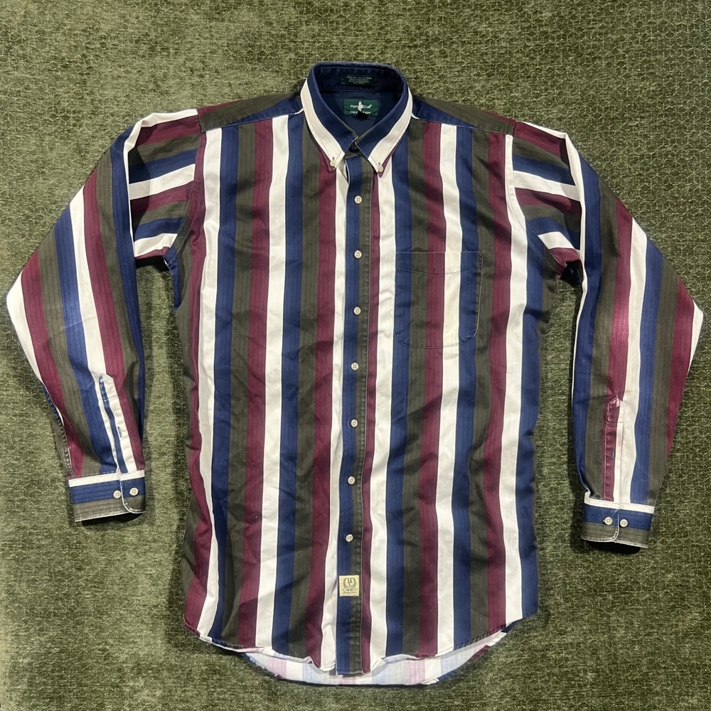 Hunt Club Button Down Shirt Mens LXT Multicolor Striped Long Sleeve Cotton